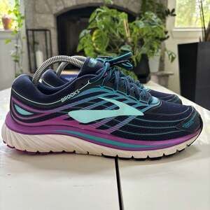 Brooks Glycerin 15 Women Running Shoes Navy Purple Turquoise Size 10 Narrow